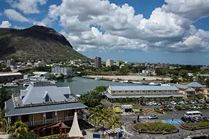 Oceanfront Prints: Mauritius, Capital city of Port Louis. Popular Le Caudan waterfront and harbor area