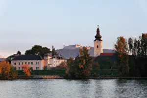Banks Prints: Mautern on the Danube River, with Goettweig Abbey