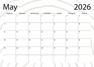 Calender Prints: May 2026 monthly planner. Calendar template. Monday start. Vector design