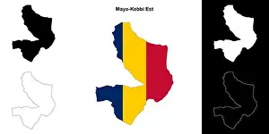 Boundaries Prints: Mayo-Kebbi Est region outline map set