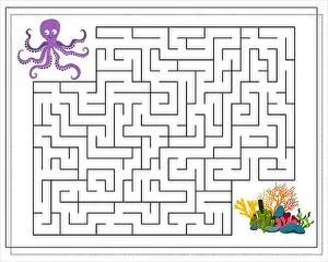 Claw Prints: A maze game for kids. Guide the octopus through the maze to the corals