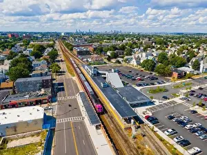 American United Prints: MBTA Commuter Rail stops at Wollaston Station in Wollaston of Quincy city
