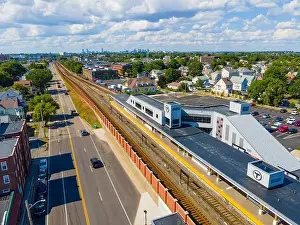 Train Transport Prints: MBTA Red Line Wollaston Station in Wollaston neighborhood of Quincy city