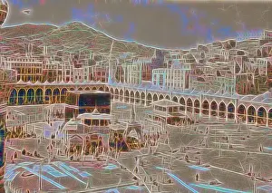 Saudi Arabia Prints: Mecca, ca. 1910. Bird's-eye view of uncrowded Kaaba. 1910, Saudi Arabia, Mecca