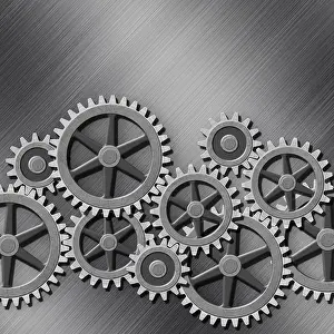 Alloy Prints: A Mechanical Background with Gears and Cogs