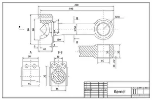 Construct Prints: Mechanical engineering drawing as background. Technical plan of engine connecting rod