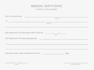 Absence Prints: Medical certificate template. Blank form of a health examination results