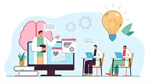 Podcast Prints: Medical professionals watching webinar on online platform