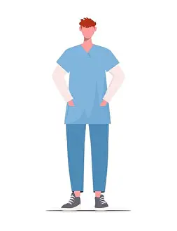 Scrubs Prints: Medical staff in blue uniform isolated on white background