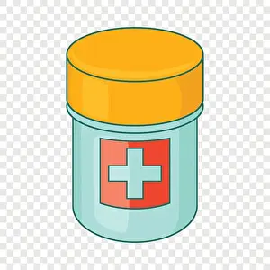 Remedy Prints: Medicine bottle icon, cartoon style