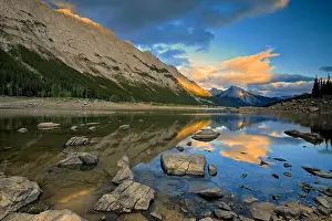 Blue Skies Prints: Medicine Lake in the Canadian Rocky Mountains Jasper National Park Alberta Canada