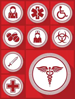 Medicament Prints: Medicine vector icon set, hospital