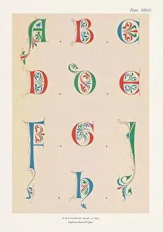 Filigree Prints: Medieval alphabet. 12th century alphabet of initial letters
