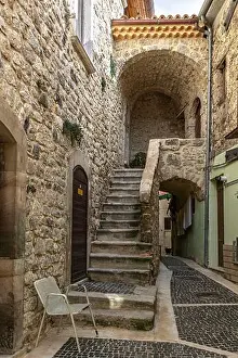 Surrounded Prints: Medieval architecture with stone steps