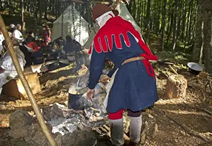 Kettle Prints: Medieval Camp in the forest cooking in the kettle