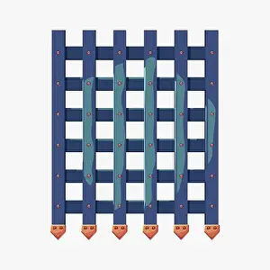 Stronghold Prints: medieval castle gate grid isolated on white