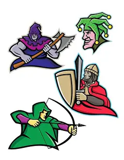 Sporting Prints: Medieval Court Character Mascot Collection