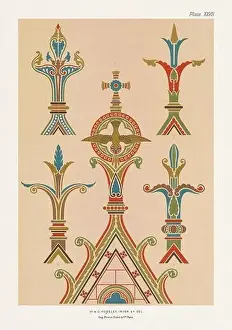 Filigree Prints: Medieval designs. Finials, crockets and mouldings in rich colors and gold