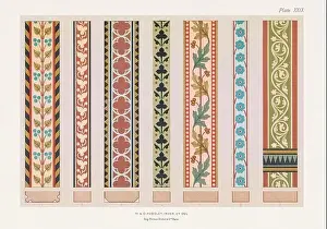 Medieval designs. Stencil art. Medieval bands and borders in rich colors