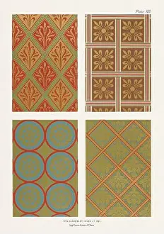 Acanthus Prints: Medieval floral patterns in gold on rich coloured grounds