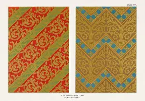 Acanthus Prints: Medieval floral patterns in gold on rich coloured grounds