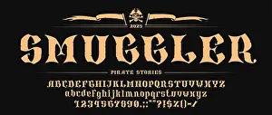 Medieval pirate font or corsair typeface and Western type