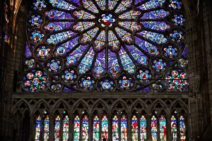 Medieval Rayonnant Gothic stained glass Rose window