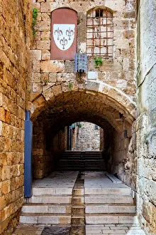 Archway Prints: Medieval street in the city of Akko (Acre), Israel