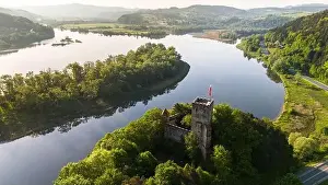 Medieval Tropsztyn Castle on Dunajec River in Lesser Poland. Aerial drone view