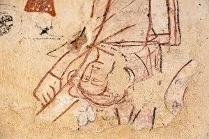 Turning Prints: Detail of medieval wall painting wheel of fortune turning