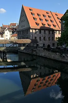 Nuremberg Prints: The medieval wooden Henkersteg (Hangman's Bridge)