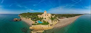 Costa Brava Prints: Mediterranean beach castle of Castell de Tamarit on the costa Brava in northern Spain
