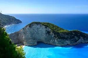 Greece Island Prints: Mediterranean Sea in Zakinthos with blue sky