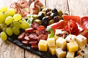 Delicatessen Prints: Mediterranean snack dish of cheese
