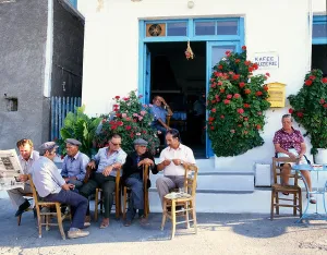 Citizens Prints: Meeting time for the old men at a cafe in Crete