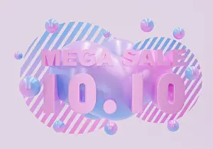 Booklet Prints: Mega sale 1010 background with colorful 3d fluid and shape. 3d rendering