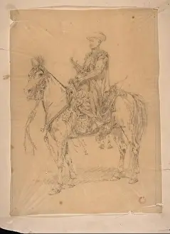 Mehmed II on a horse - study to the picture Mehmed II entry to Constantinople'; Chlebowski