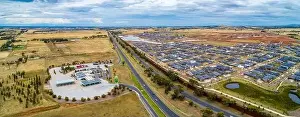 Travel Locations Prints: Melbourne, Australia - Circa January 2020: Truck stop near Western Freeway and Rockbank suburb