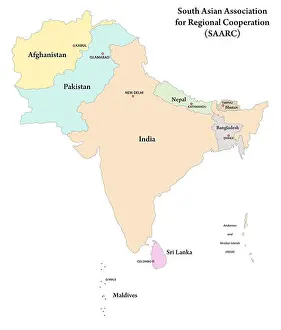 Bangladesh Prints: Member states of the South Asian Association for Regional Cooperation (SAARC), vector map