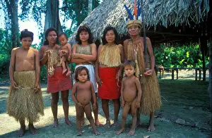 Preteen Prints: Members of the Indian Yagua Tribe posing for the camera. They live near Iquitos in Peru