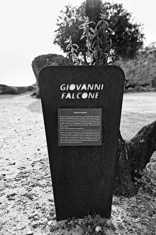 Mafia Prints: Memorial plaque, stele for Giovanni Falcone