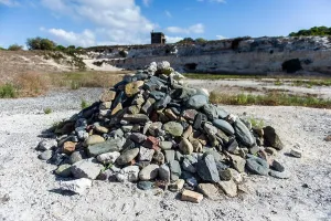 Quarry Prints: Memorial rock pile started by Nelson Mandela in a prison limestone quarry