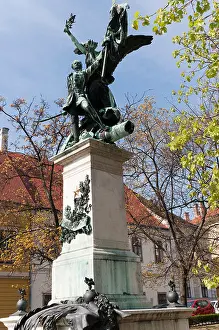 Houses Of Parliament Prints: Memorial Statue on Castle Hill in Budapest Hungary