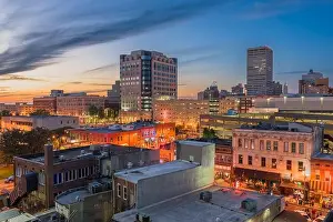Memphis, Tennesse, USA downtown cityscape at dusk over Beale Street