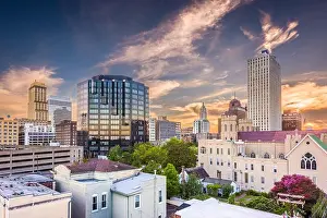 Nightclubs Prints: Memphis, Tennessee, USA downtown city skyline at dusk
