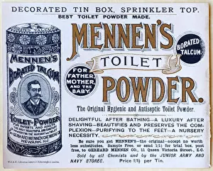 Companies Prints: Mennen's Toilet Powder, original vintage advertising from circa 1900
