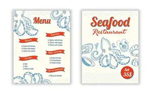 Options Prints: Menu showcasing seafood options at a coastal restaurant