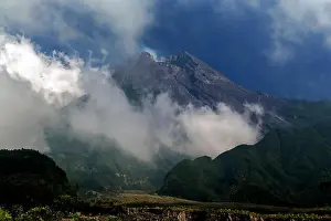 Caldera Prints: Merapi volcano, Mountain of Fire in Java. It is the most active volcano in Indonesia