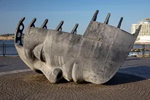 Mask Prints: Merchant Seafarer's War Memorial, Cardiff Bay, Wales UK