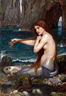 Mermaid Prints: A Mermaid by John William Waterhouse (1849-1917), oil on canvas, 1900